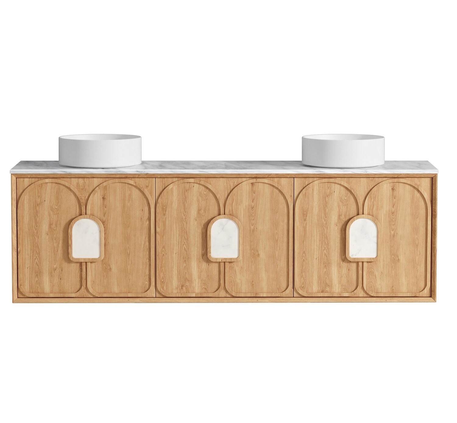 Laguna 1800mm Natural American Oak Wall Hung Vanity, Vanity Top: Cabinet Only, Stone Top Colour: -, Taphole Option: Taphole Not Required