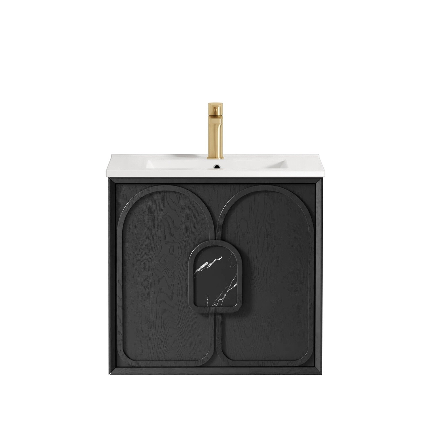 Laguna 600mm Black American Oak Wall Hung Vanity, Vanity Top: Cabinet Only, Stone Top Colour: -, Taphole Option: Taphole Not Required