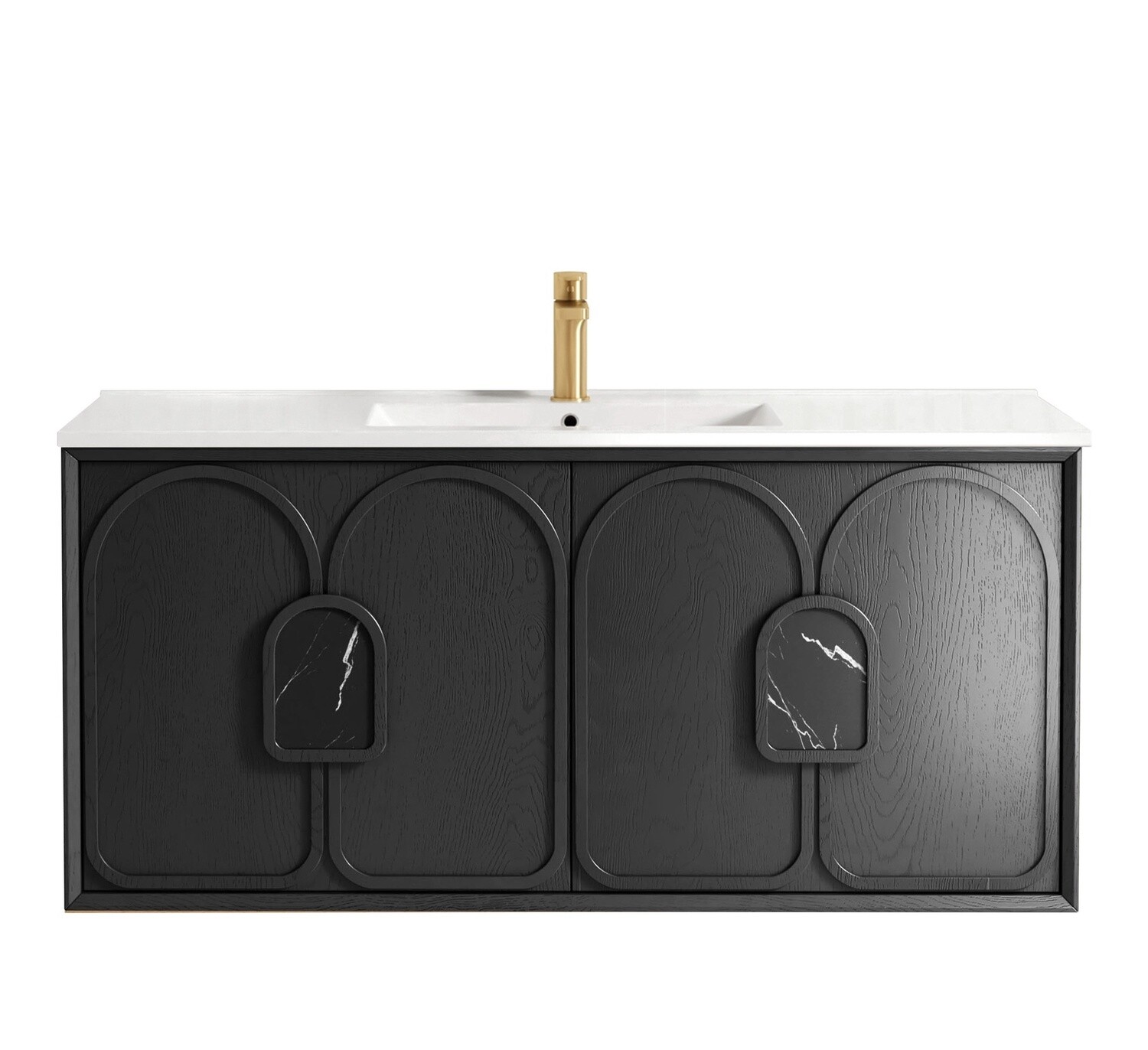 Laguna 1200mm Black American Oak Wall Hung Vanity, Vanity Top: Cabinet Only, Stone Top Colour: -, Taphole Option: Taphole Not Required