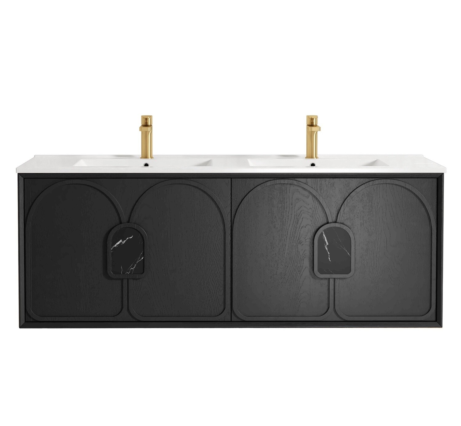 Laguna 1500mm Black American Oak Wall Hung Vanity, Vanity Top: Cabinet Only, Stone Top Colour: -, Taphole Option: Taphole Not Required