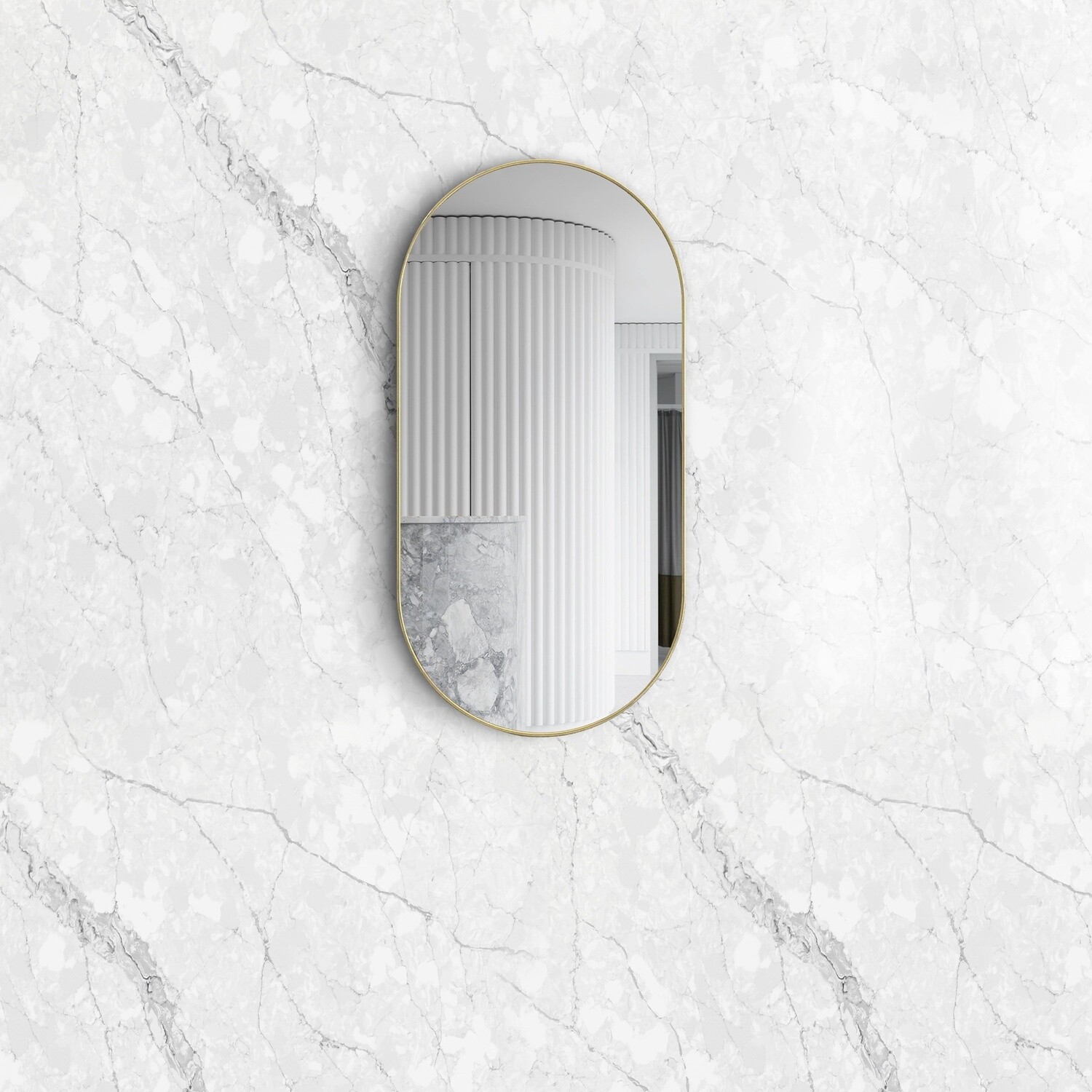 Noosa Oval Framed Mirror, Colour: Brushed Gold, Size: 900mm