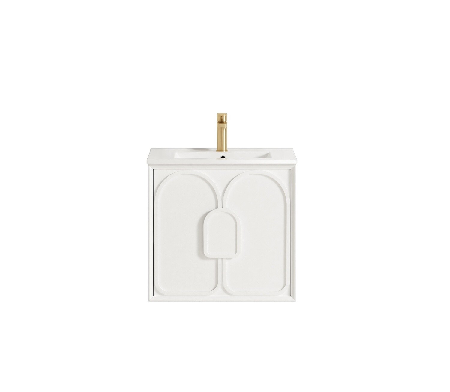 Laguna 600mm Satin White Wall Hung Vanity, Vanity Top: Cabinet Only, Stone Top Colour: -, Taphole Option: Taphole Not Required