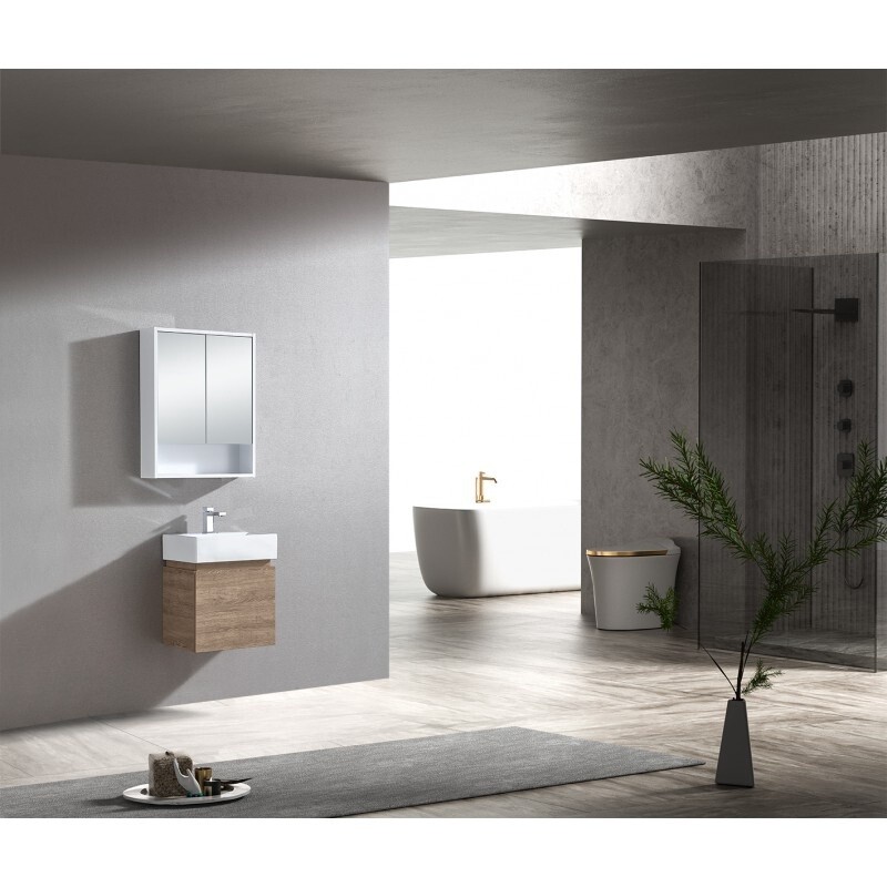 Timber Look Wall Hung Vanity, Colour: Dark Walnut, Size: 480mm