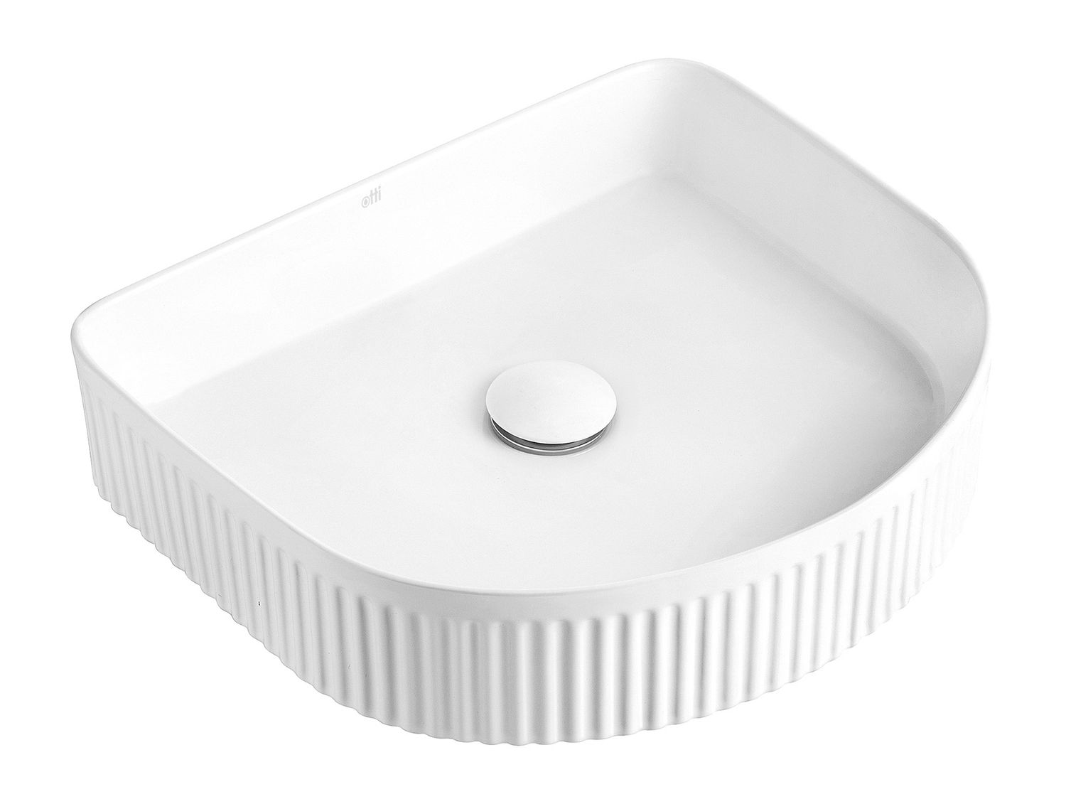 Archie French Fluted Basin Matte White, Colour: Gloss White