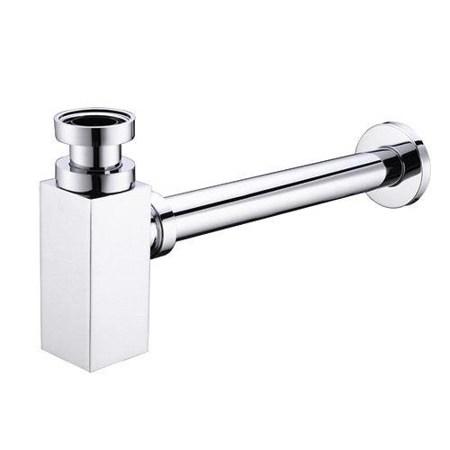 Bottle Trap Square 32/40mm Waste, 40mm Connection, Colour: Chrome