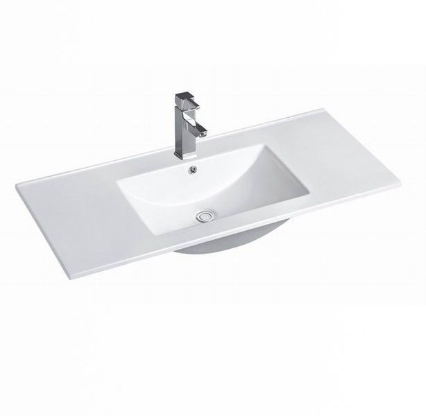 Slim Line Ceramic Top With Taphole &amp; Overflow 900mm