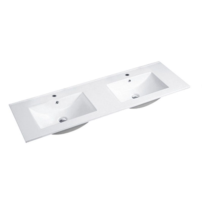 Slim Line Ceramic Top Double Bowl with Taphole &amp; Overflow 1200mm