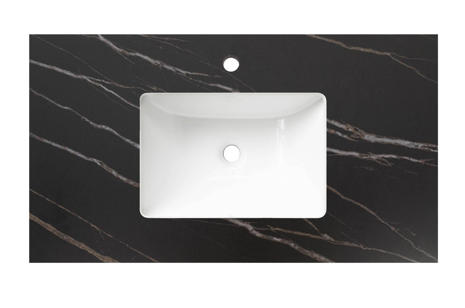 Rock Plate Stone Empire Black - Undermount Basin - 12 o&#39;clock Taphole, Size: 600mm