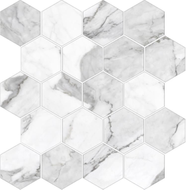 Calacatta Hexagon Mosaic, Finish: Polished