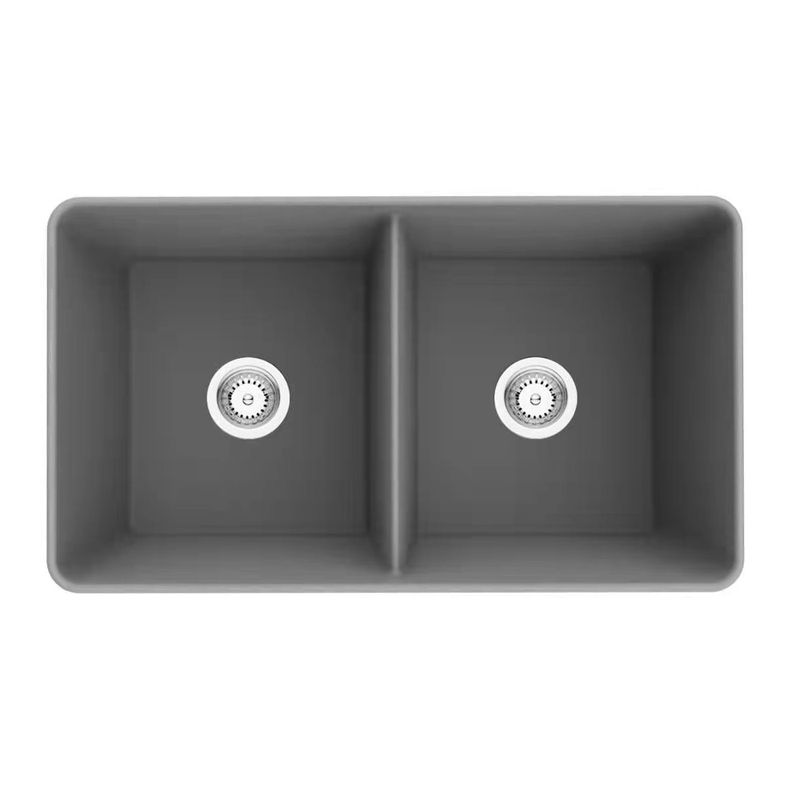 Quartz Farmhouse Double Kitchen Sink Matte Grey