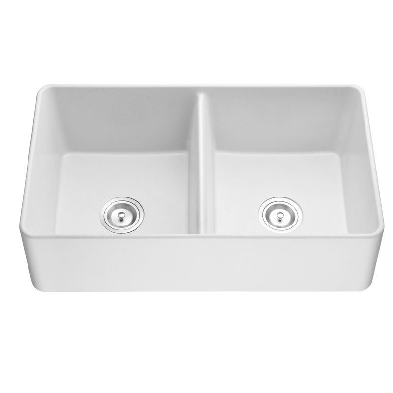 Quartz Farmhouse Double Kitchen Sink Matte White