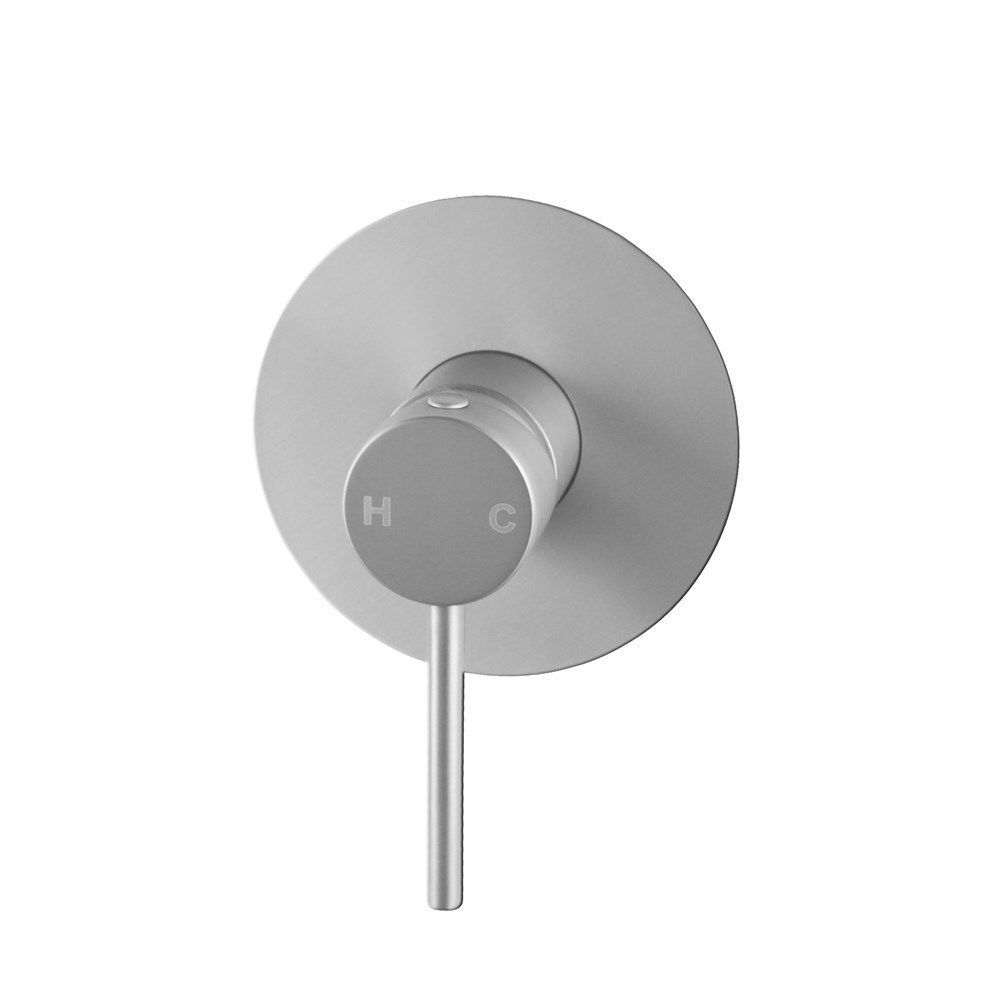 Lucid Pin Brushed Nickel Round Shower Mixer (80mm Cover Plate)