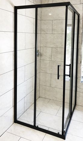 Black Corner Sliding Shower Screen