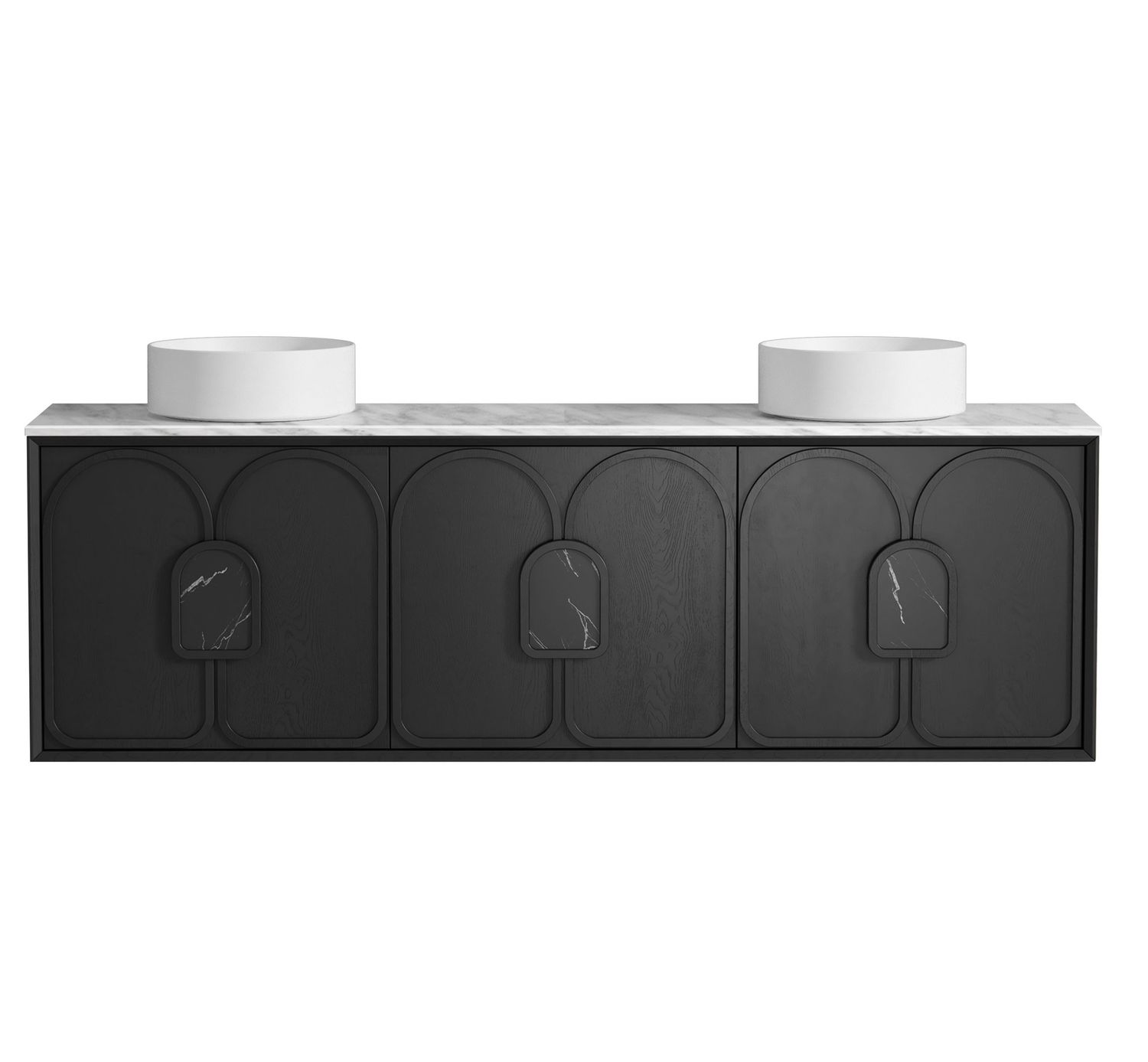 Laguna 1800mm Black American Oak Wall Hung Vanity, Vanity Top: Cabinet Only, Stone Top Colour: -, Taphole Option: Taphole Not Required