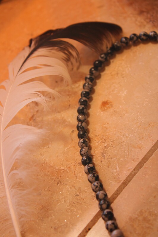 "Obsidian"-Edelsteinkette (Schneeflocken-Obsidian)