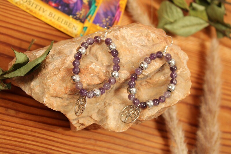 "Amethyst"-Edelstein Creolen