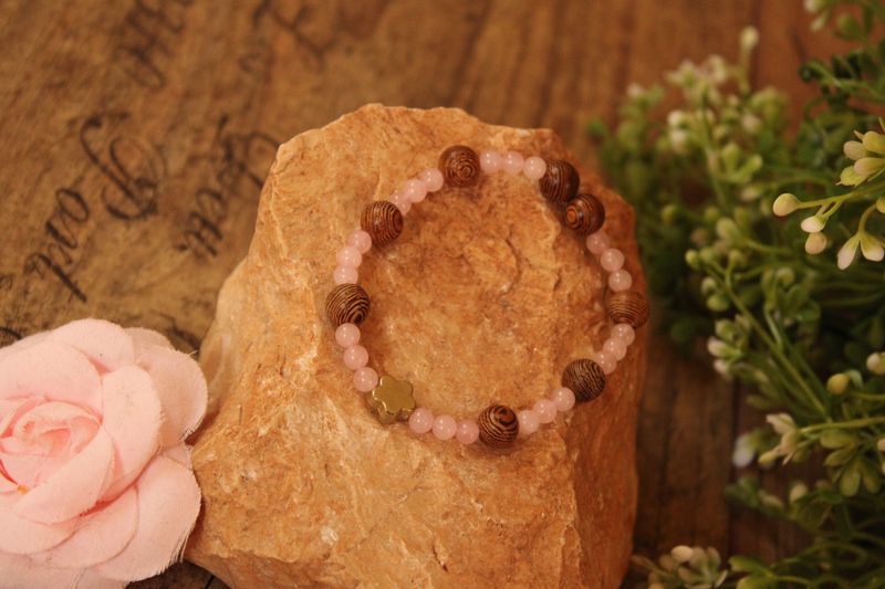 "Rosenquarz"-Edelstein Armband