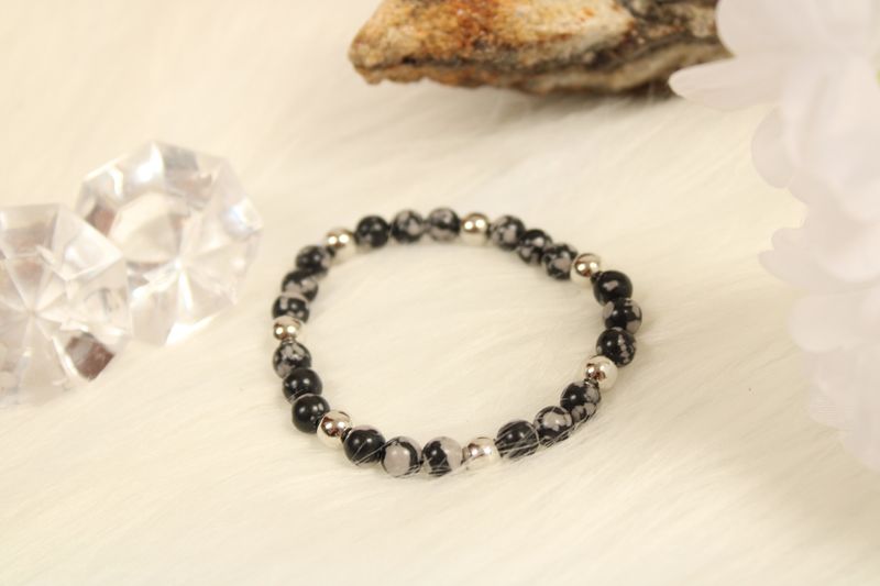 "Obsidian"-Edelsteinarmband (Schneeflocken-Obsidian)