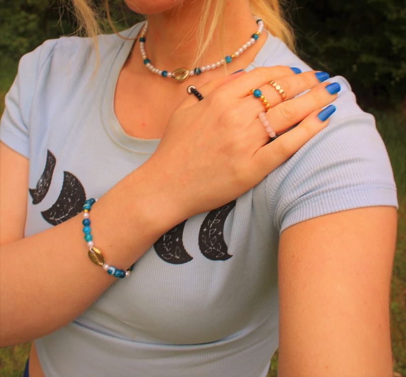 "Achat Ocean"-Edelstein Kette