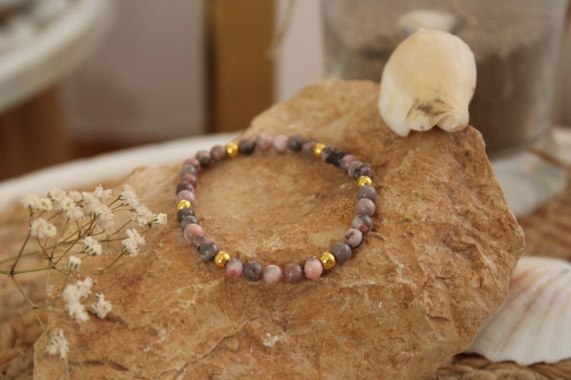 "Rosa Zebra Jaspis"-Edelstein Armband