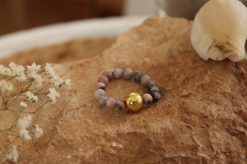"Rosa Zebra Jaspis"-Edelstein Ring