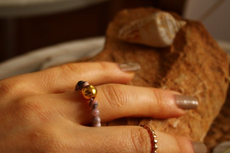 "Rosa Zebra Jaspis"-Edelstein Ring
