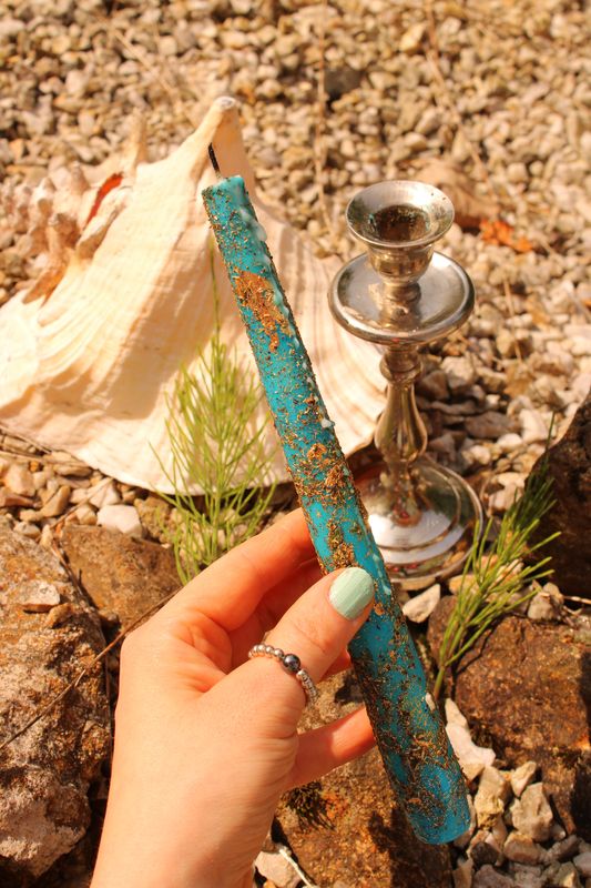 MEERJUNGFRAUEN-Ritualkerze (türkisblau) 🧜‍♀️