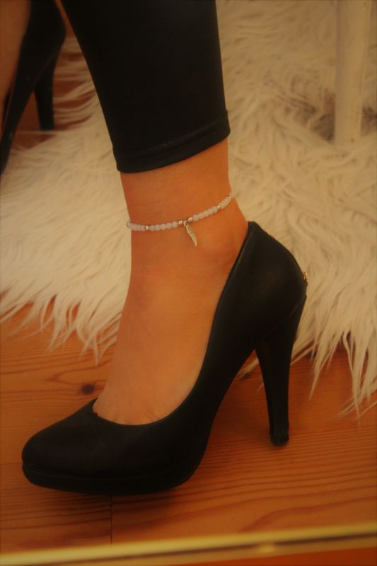 "Mondstein"-Edelstein Fußkettchen