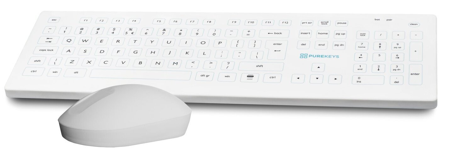 PUREKEYS KEYBOARD & MOUSE - WIRELESS - WHITE FULL SIZE