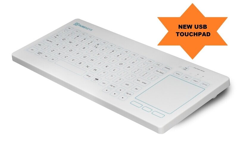 PUREKEYS TOUCHPAD KEYBOARD  USB - WIRED - WHITE - WINDOWS 10 GESTURING