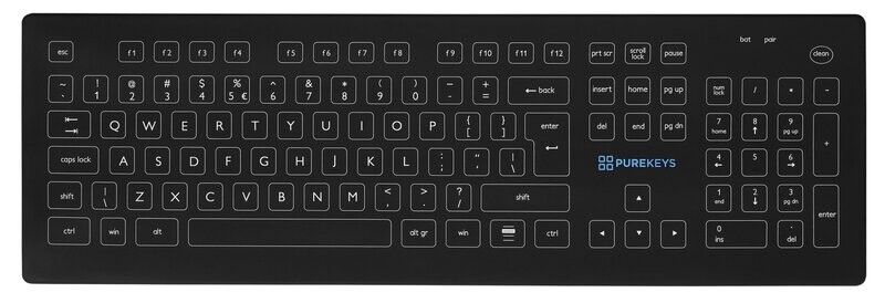 PUREKEYS KEYBOARD ONLY - WIRELESS - FULL SIZE BLACK