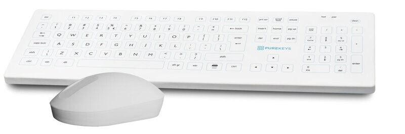 PUREKEYS KEYBOARD & MOUSE - WIRELESS - WHITE FULL SIZE