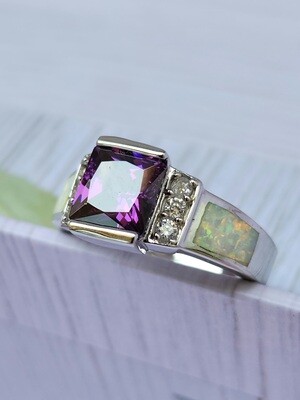Amethyst. Opal ring