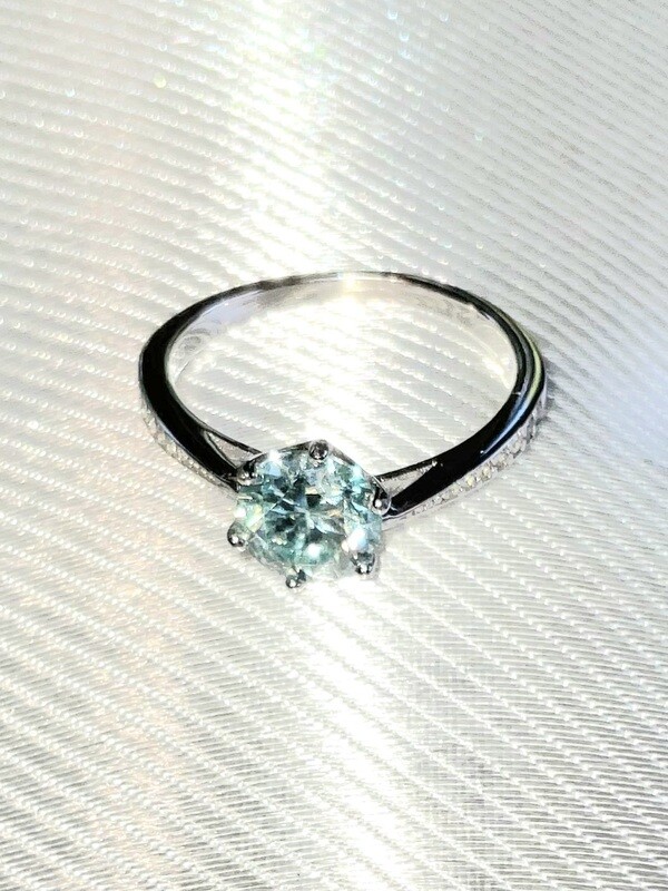 Light Blue Moissanite Diamond  Ring