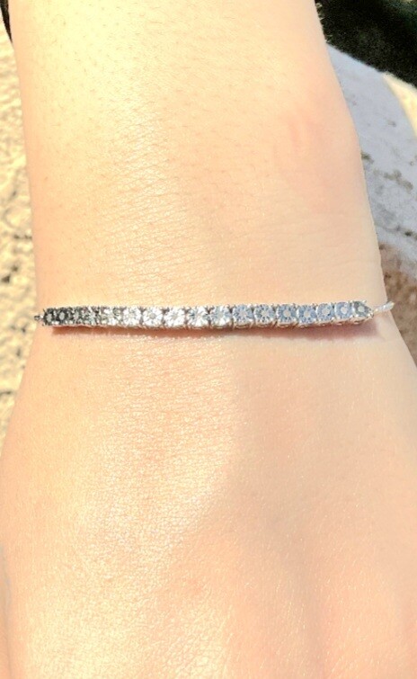 Genuine White Diamond Sterling Silver Bracelet