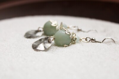 Silver Amazonite and Jade Earrings Silver Amazonite and Jade Earrings