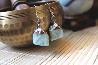 Silver Raw Aventurine Earrings Silver Raw Aventurine Earrings