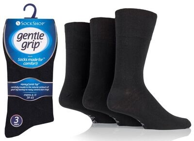 Mens Gentle Grip Socks Non-Binding 3 Pack