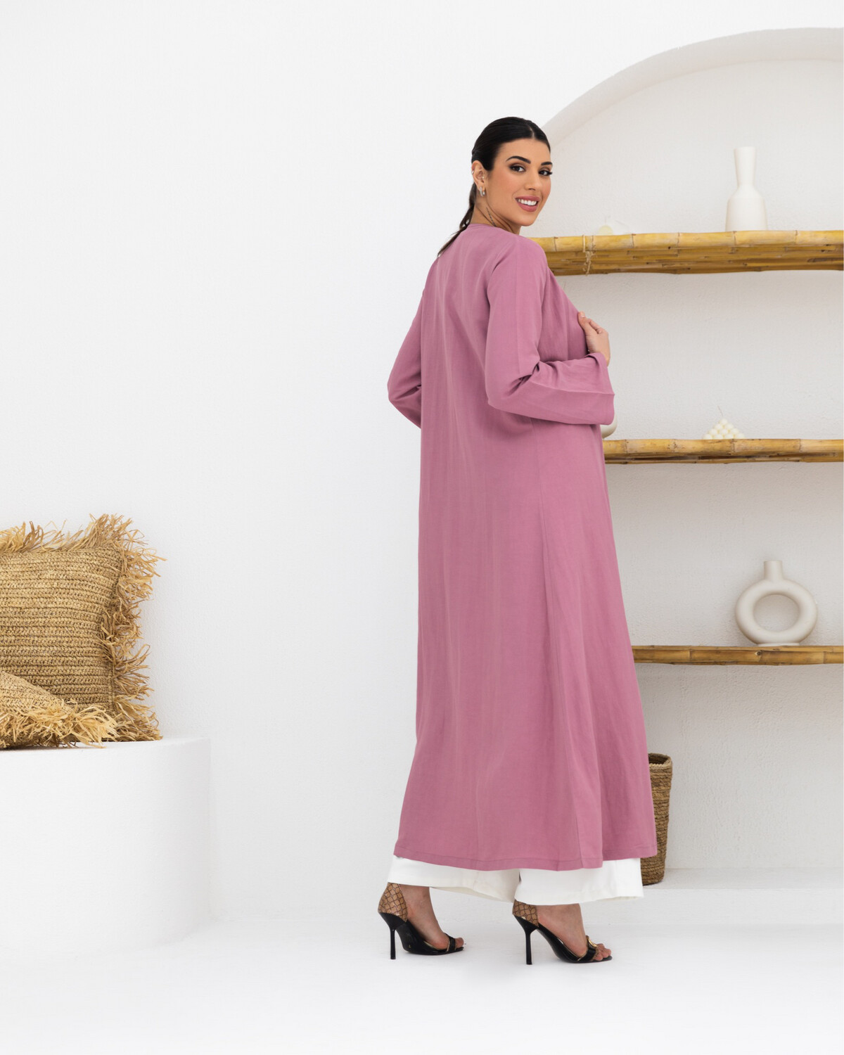 Pink Linen Abaya