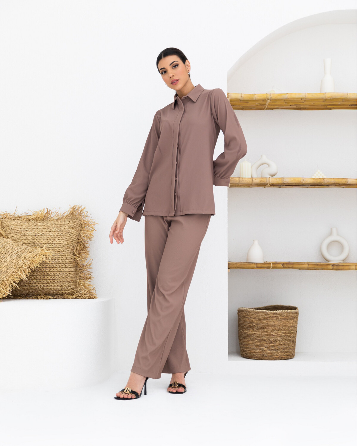 Brown Plisse Set