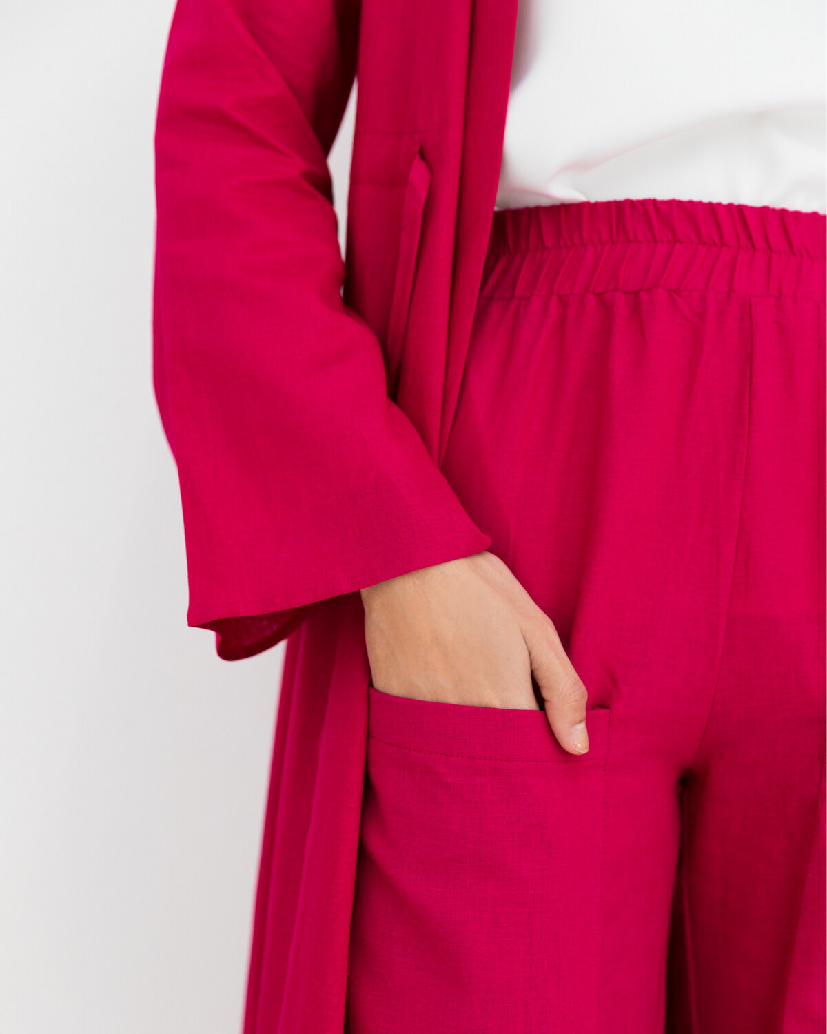 Rose Linen Wide Trouser with front pockets