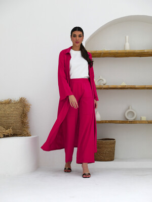 Rose Linen Abaya with Belt