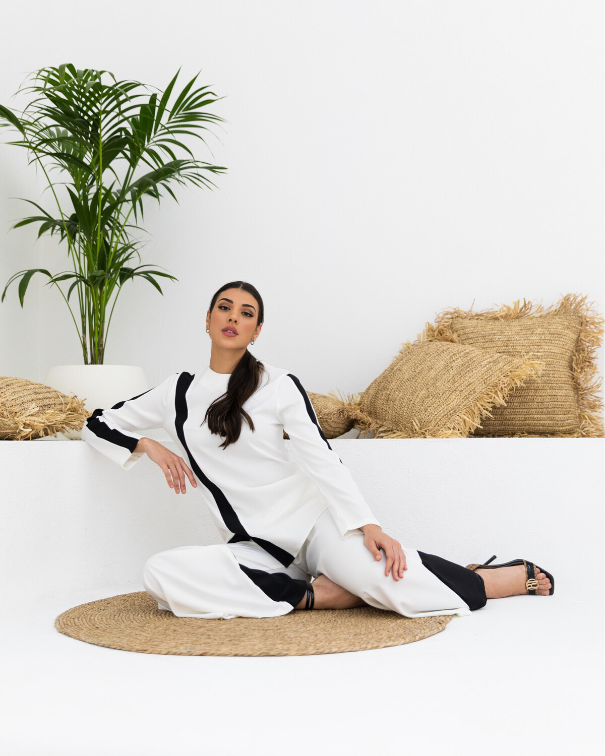 Chic Elegance; The Korean Barbie set of Blouse &amp; wide Trouser