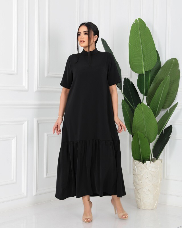 Black Long Dress Short Sleeves