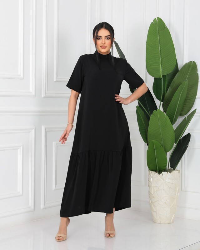 Black Long Dress Short Sleeves