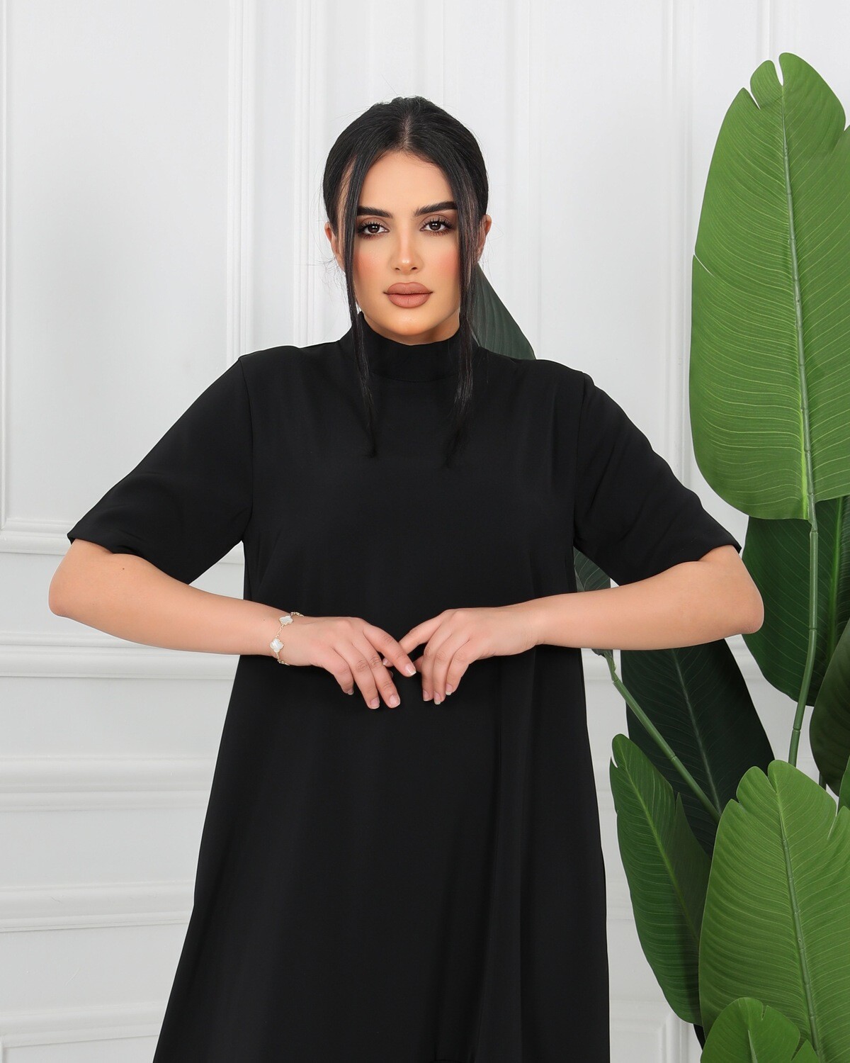 Black Long Dress Short Sleeves