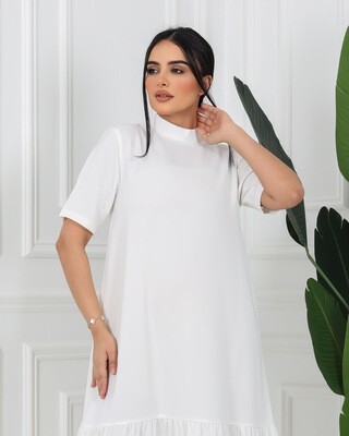 off-white Long Dress Short Sleeves
