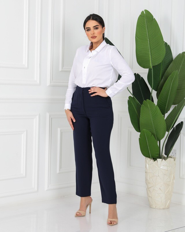 Navy Straight Trouser