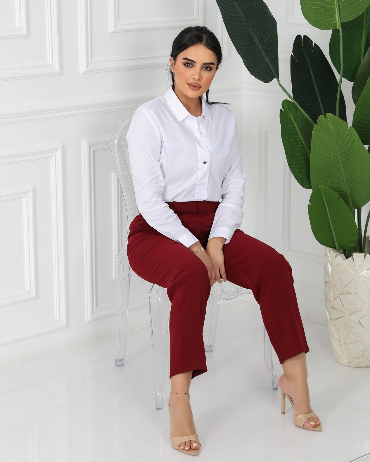 Maroon Straight Trouser