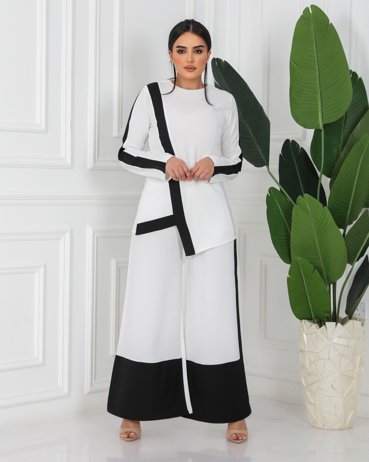 Chic Elegance; The Korean Barbie set of Blouse &amp; wide Trouser